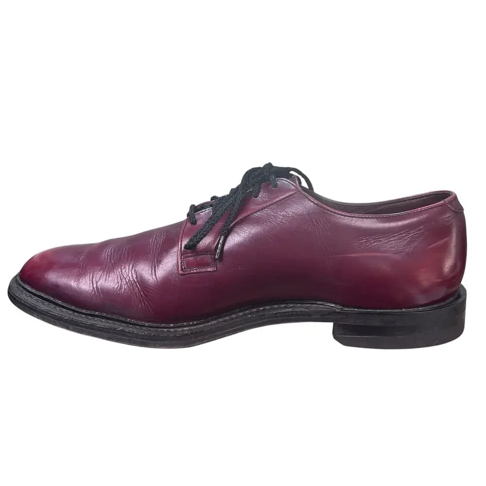 Vintage Allen Edmonds Leeds Burgundy Plain Toe Blucher Dress Shoes Mens 10.5 D/B